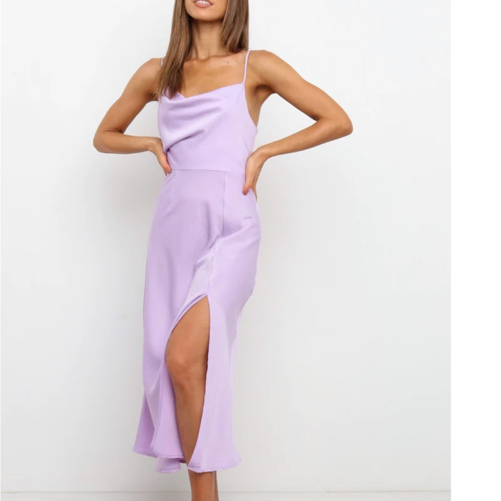Princeton Dress - Lilac Midi Satin - Bridesmaid, Wedding Guest